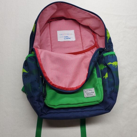Vaschy Dinosaur Backpack 15″ x 11″ x 4.5″ Kids School Bag Navy Green Dino Print - Picture 5 of 6
